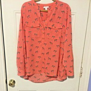 Charter Club Size XL Coral Pink Zebra Print Blouse